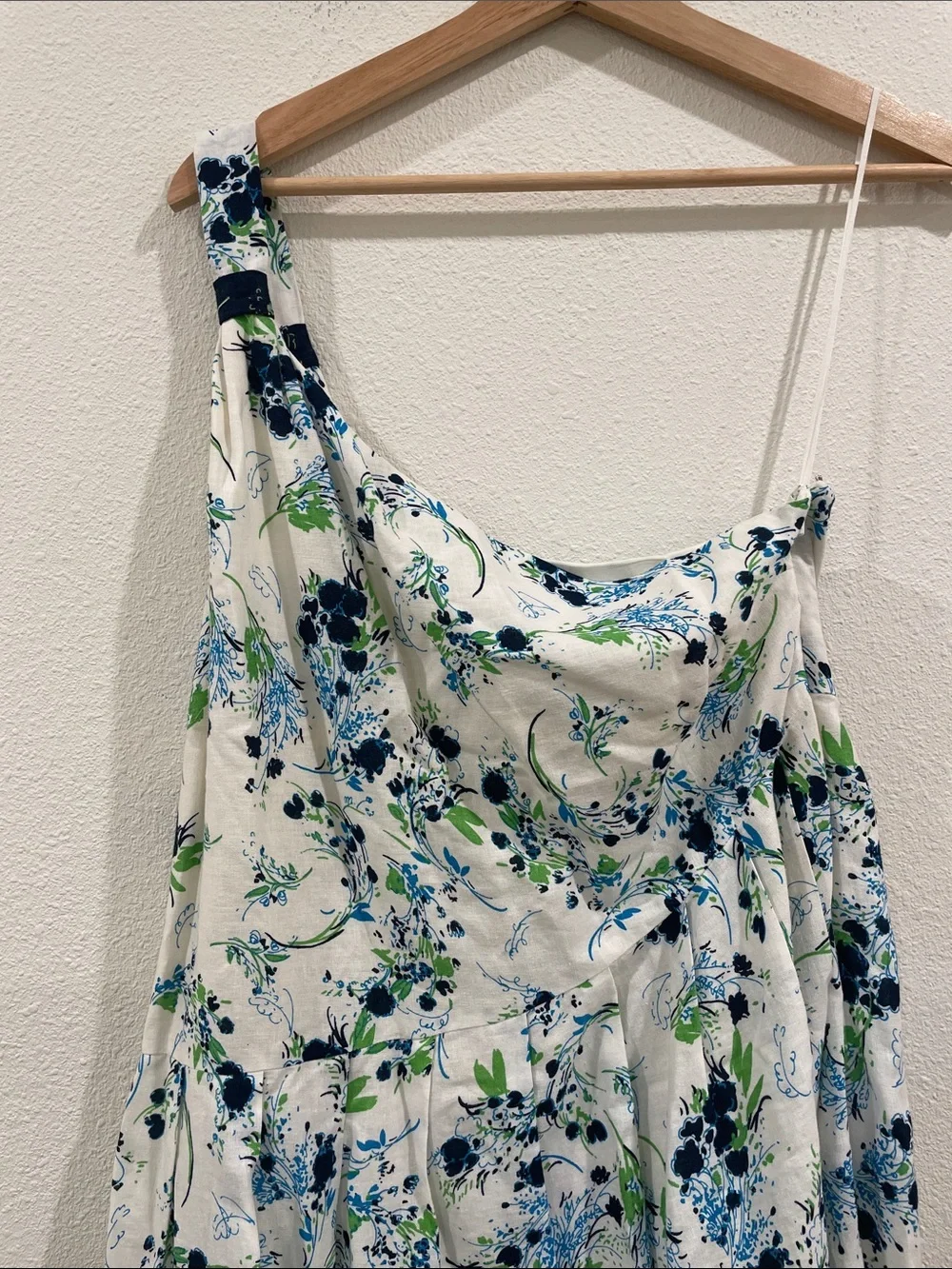 Free People x Revolve All Mine Floral One-Shoulder Mini Linen Dress Medium